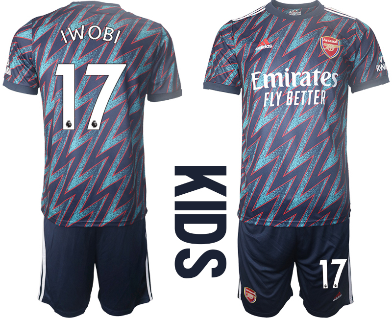 Youth 2021-2022 Club Arsenal away blue #17 Soccer Jersey